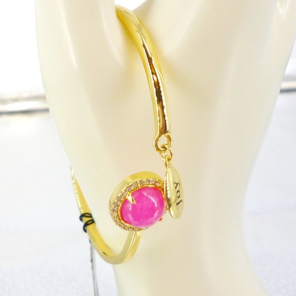 Carolee Bracelet Pink Gemstone "Joy" Gold Plate Hinged 2.5" NWT Orig $75 M489 - Picture 3 of 7